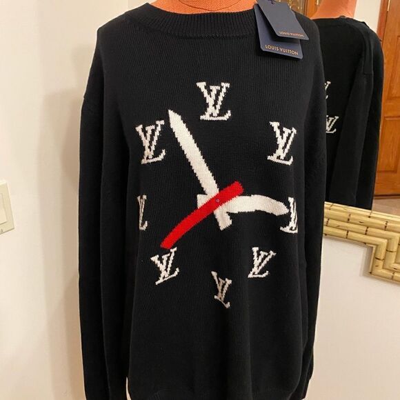 Men’s Louis Vuitton clock intarsia pullover size 4XL made in Italy - Picture 9 of 12
